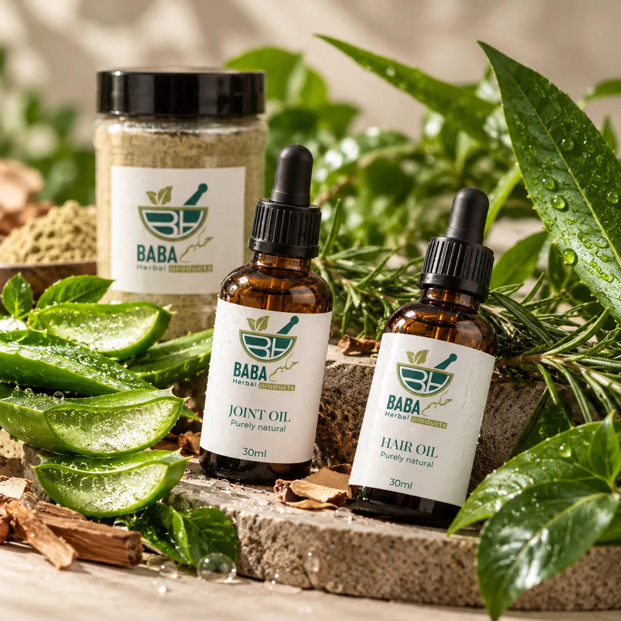 Baba Hakeem herbal oils and botanical ingredients